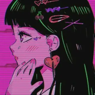 🍭 anime, aesthetic, girl, pink, heart, cute telegram sticker