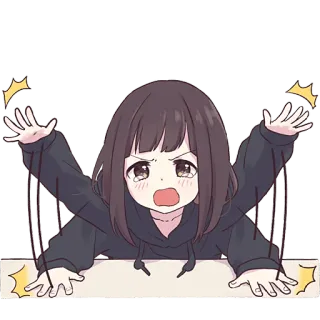 😠 anime, girl, cute, cartoon whatsapp sticker