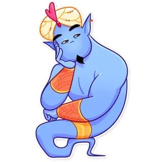 😐 Genie geest, cartoon, magie, personage, wens telegram sticker