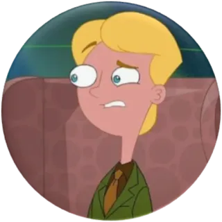 😒 Buford Van Stomm Phineas and Ferb Cartone animato, Divertente, Preoccupato, Ansioso, Personaggio whatsapp sticker