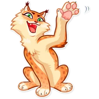 👋 cat, lynx, animal, cartoon, cute, friendly, greeting, wave whatsapp sticker