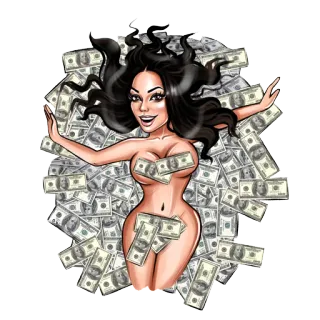 💰 woman, money, cash, luxury, dollars, wealth telegram sticker