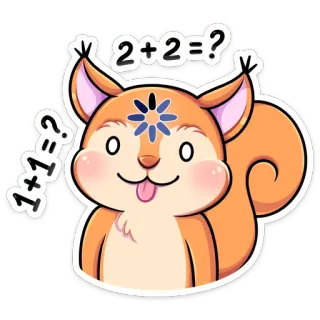 🤔 2+2=?
1+1=? esquilo, matemática, pergunta, adesivo, desenho animado, engraçado telegram sticker