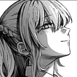 🎧 Manga, Anime, Femme, Illustration, Noir et blanc telegram sticker