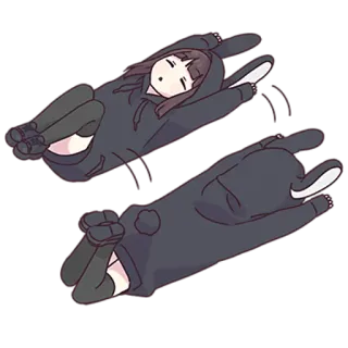 😮‍💨 Anime Mädchen, liegend, Hoodie, süß, Charakter, kawaii, Illustration whatsapp sticker