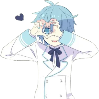 💙 Anime, Manga, Dễ thương, Trái tim, Con trai, Hoạt hình telegram sticker