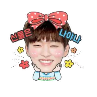 🕶 선물은 나야나 Koreański, Urocze, Kokarda, Twarz, Kwiaty telegram sticker
