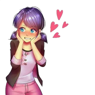 😍 Marinette Dupain-Cheng Miraculous: Tales of Ladybug & Cat Noir Marinette, Ladybug, Animé, Dessin animé, Amour, Coeurs telegram sticker