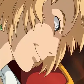 ⛈ Anime, Frau, Porträt, Blonde Haare, lächelnd telegram sticker