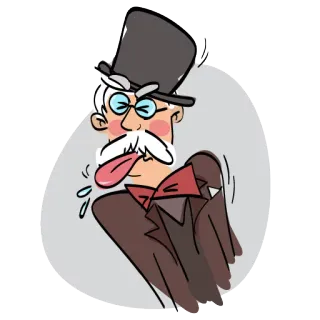 😝 uomo, cilindro, papillon, cartone animato, lingua, vecchio, occhiali whatsapp sticker