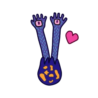 ❤ quái vật, sinh vật, hoạt hình, trái tim, dễ thương, tím telegram sticker
