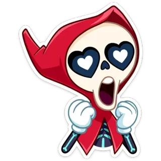 😍 tristo mietitore, cartone animato, scheletro, amore, occhi, cuore, morte telegram sticker