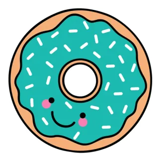🍩 donut, essen, nachtisch, süß, kawaii, niedlich, cartoon, streusel whatsapp sticker