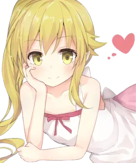 ❤ anime, girl, cute, heart, blonde, cartoon, illustration telegram sticker