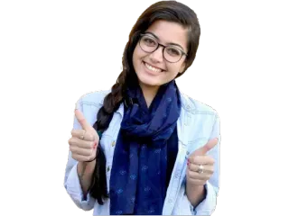 👍 kobieta, okulary, kciuk w górę, uśmiech telegram sticker