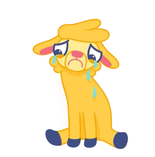 😢 weinen, traurig, schaf, tier, cartoon, gelb telegram sticker
