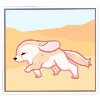🥵 Zorro fénec, Zorro, Animal, Desierto, Lindo, Dibujo animado, Adhesivo telegram sticker
