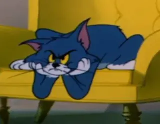 🔗 Tom Cat Tom and Jerry mèo, hoạt hình, động vật, mệt mỏi, ghế, Tom và Jerry telegram sticker