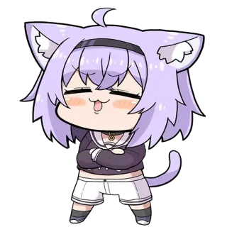 😏 anime, cat girl, chibi, cute, kawaii, cartoon whatsapp sticker