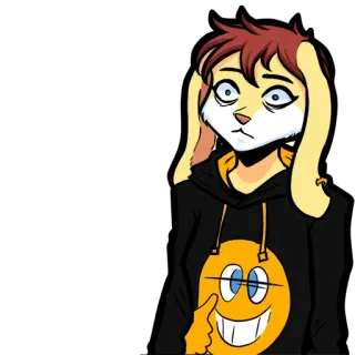 😳 Hase, Fellwesen, Kaninchen, Anthropomorph, Emoji, Cartoon telegram sticker