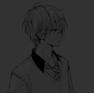 ⬛ 动漫, 男孩, 素描, 漫画, 青少年, 肖像 telegram sticker