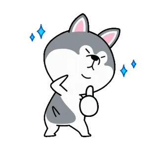 👍 dog, sticker, cute, animal, cartoon, sparkle, thumb up, husky whatsapp sticker