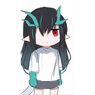 😑 anime meisje, draak, schattig, chibi, personage, fantasie telegram sticker
