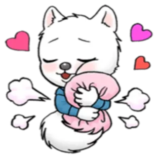 😴 chien, câlin, coussin, mignon, animal, coeur, amour, dessin animé telegram sticker