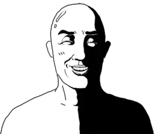 😳 meme, creepy, face, bald, smile, illustration telegram sticker