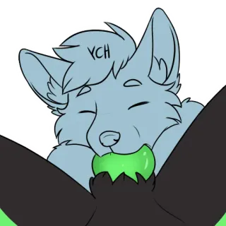 🍆 YCH furry, wolf, canine, apple, eating, cartoon, anthropomorphic, ych, cute telegram sticker