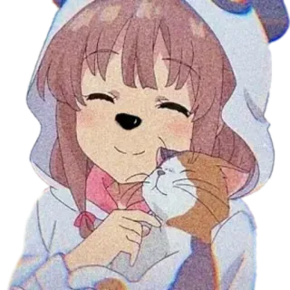 🐱 Anime Mädchen, Katze, süß, Cartoon, Tier-Hoodie telegram sticker