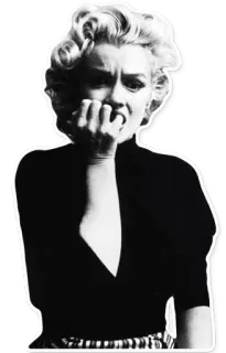 😱 Marilyn Monroe актриса, нервный/ая, знаменитость, черно-белый, грызет ногти telegram sticker