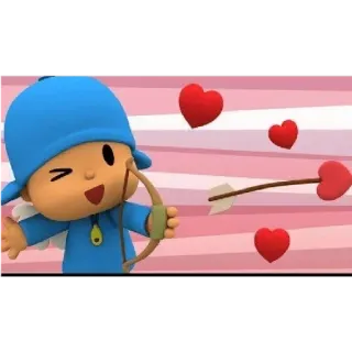 🕳 Pocoyo desenho animado, cupido, coração, amor, flecha, asas telegram sticker