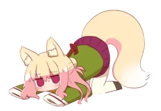 ❤️ Аниме, Чиби, Каваий, Девушка-лиса, Кэмономими, Присев telegram sticker