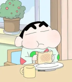 🍞 Shin-chan Crayon Shin-chan อนิเมะ, การ์ตูน, กิน, อาหารเช้า, คาวาอิ telegram sticker