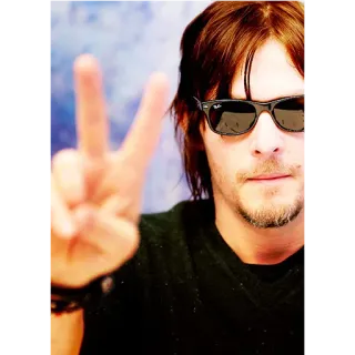 ✌ Norman Reedus, Beroemdheid, Vredesteken, Zonnebril, Acteur whatsapp sticker
