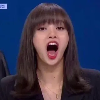 😧 Lisa mulher, asiática, cantora, boca aberta, retrato, cabelo preto, celebridade telegram sticker