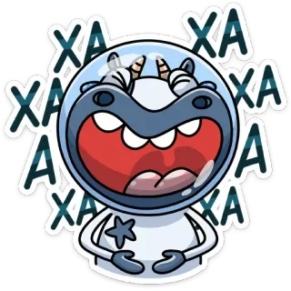 😃 XA 牛, 漫画, 宇宙飛行士, 笑い, 面白い, 宇宙 telegram sticker