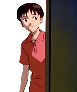 😕 Shinji Ikari Neon Genesis Evangelion Anime, Garçon, Adolescent, Nerveux, Sérieux telegram sticker