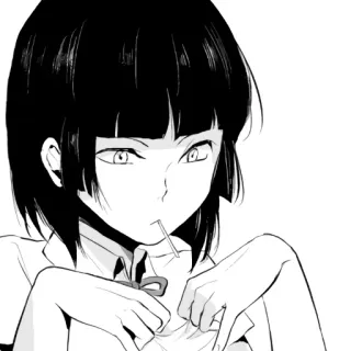 ❓ Anime, Garota, Mangá, Personagem, Preto e branco telegram sticker