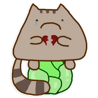 💔 кот, капуста, грустный, разбитое сердце, мультфильм telegram sticker