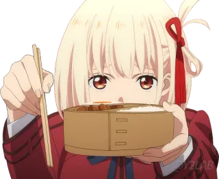 🍱 anime, garota, comida, almoço, comendo, fofo telegram sticker