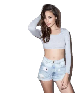 😏 Gal Gadot celebridad, mujer, actriz, modelo, pantalones cortos, retrato telegram sticker