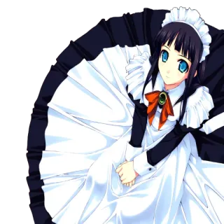 😌 Anime, Maid, Dessin animé, Robe, Mignon telegram sticker