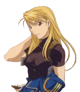 😏 Riza Hawkeye Fullmetal Alchemist Riza Hawkeye, Anime, Militer, Fullmetal Alchemist, Karakter telegram sticker