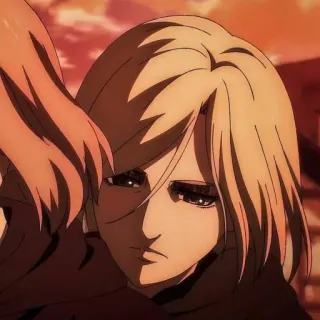 💜 Annie Leonhart Attack on Titan アニメ, 悲しい, 金髪, 真剣, キャラクター, 進撃の巨人 telegram sticker