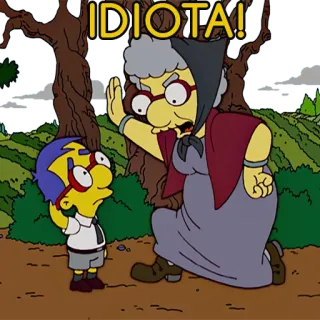 😤 IDIOTA! the simpsons, cartoon, funny, slapstick, insult telegram sticker