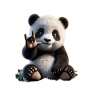🧸 Panda, Oso, Animal, Lindo, Lenguaje de señas, Te amo, Gesto whatsapp sticker