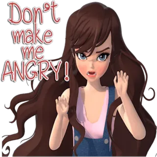 😠 Don't make me ANGRY! brava, desenho animado, menina, frustrada, chateada, animação telegram sticker