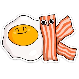 👌 OK makanan, sarapan, telur, bacon, ok, imut, kartun telegram sticker